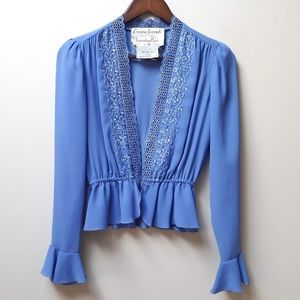 Vintage Floral Lilac Wrap Blouse